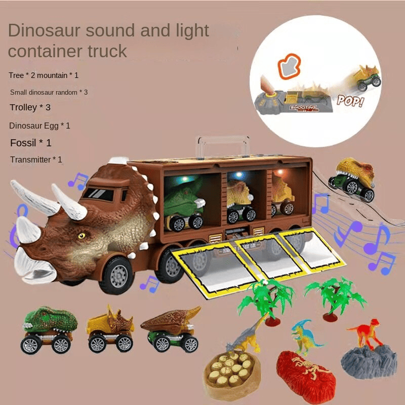MESSIA SAM SUN - Children's dinosaur toy car Lighted transport car portable storage container car Toy Vehicles