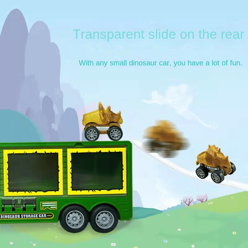 MESSIA SAM SUN - Children's dinosaur toy car Lighted transport car portable storage container car Toy Vehicles