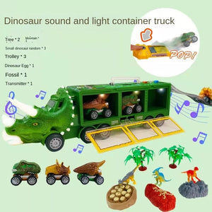MESSIA SAM SUN - Children's dinosaur toy car Lighted transport car portable storage container car Toy Vehicles