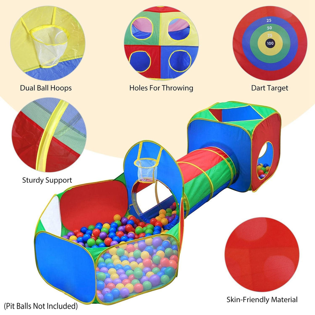Department Store - 5Pcs Kids Ball Pit Tents Pop Up Playhouse w/ 2 Crawl Tunnel & 2 Tent For Boys Girls Toddlers