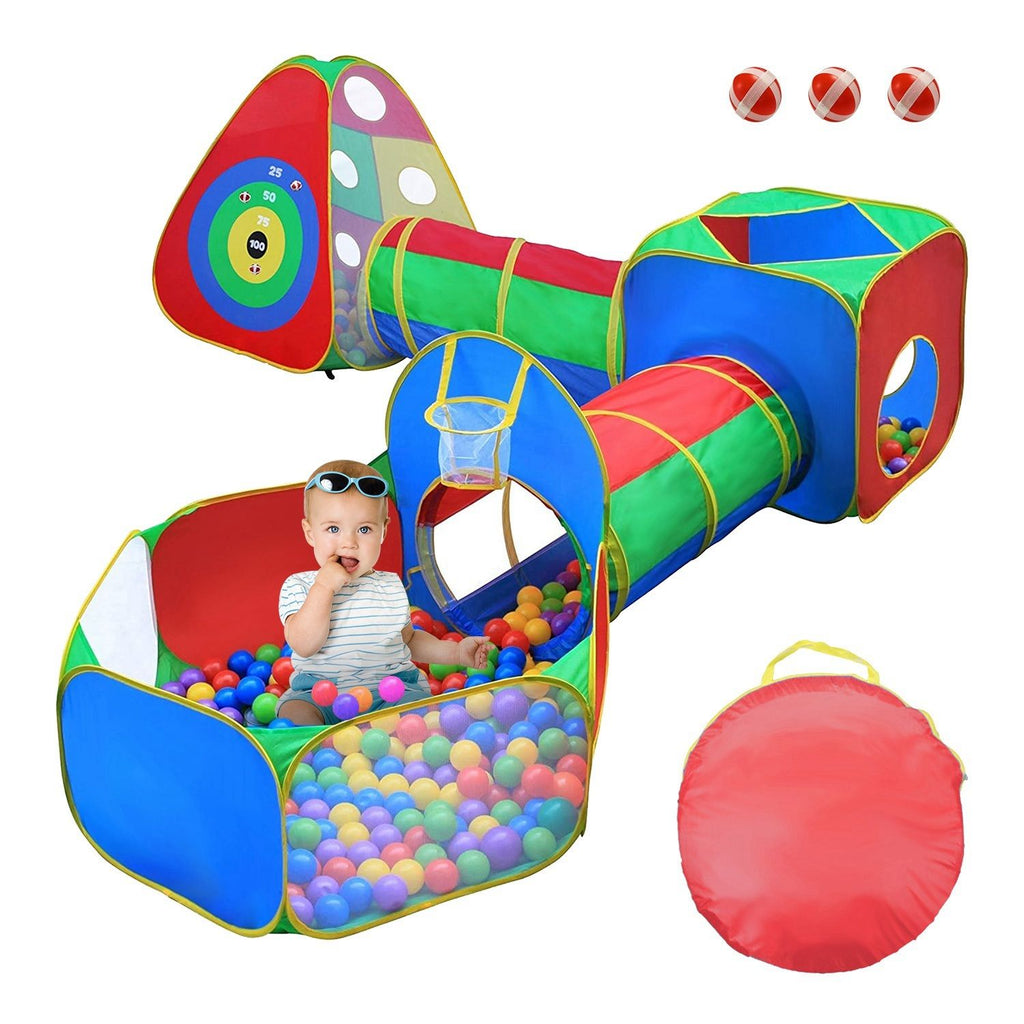 Department Store - 5Pcs Kids Ball Pit Tents Pop Up Playhouse w/ 2 Crawl Tunnel & 2 Tent For Boys Girls Toddlers