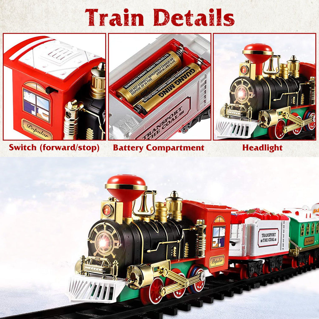 Department Store - Electric Train Set Kid Toy Xmas Steam Train Kit Tree Surround Track Battery Operated