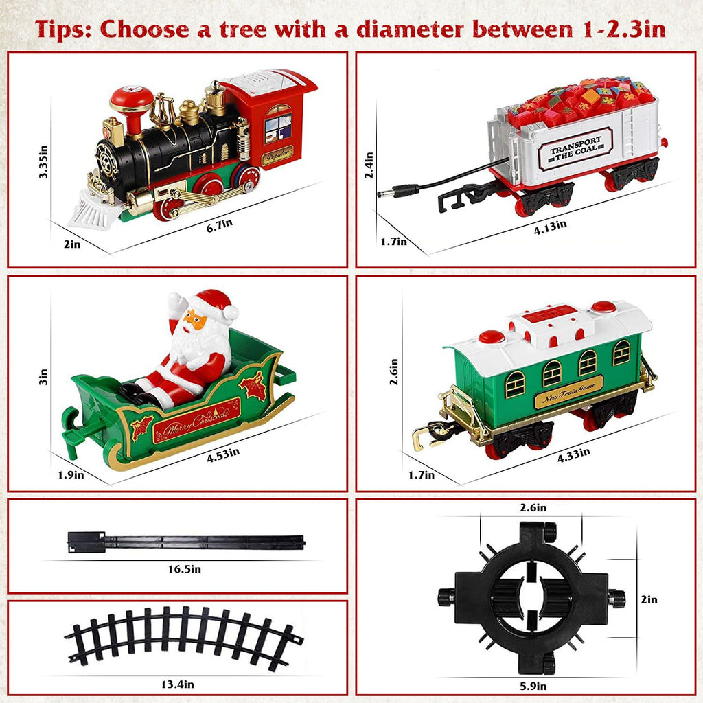 Department Store - Electric Train Set Kid Toy Xmas Steam Train Kit Tree Surround Track Battery Operated
