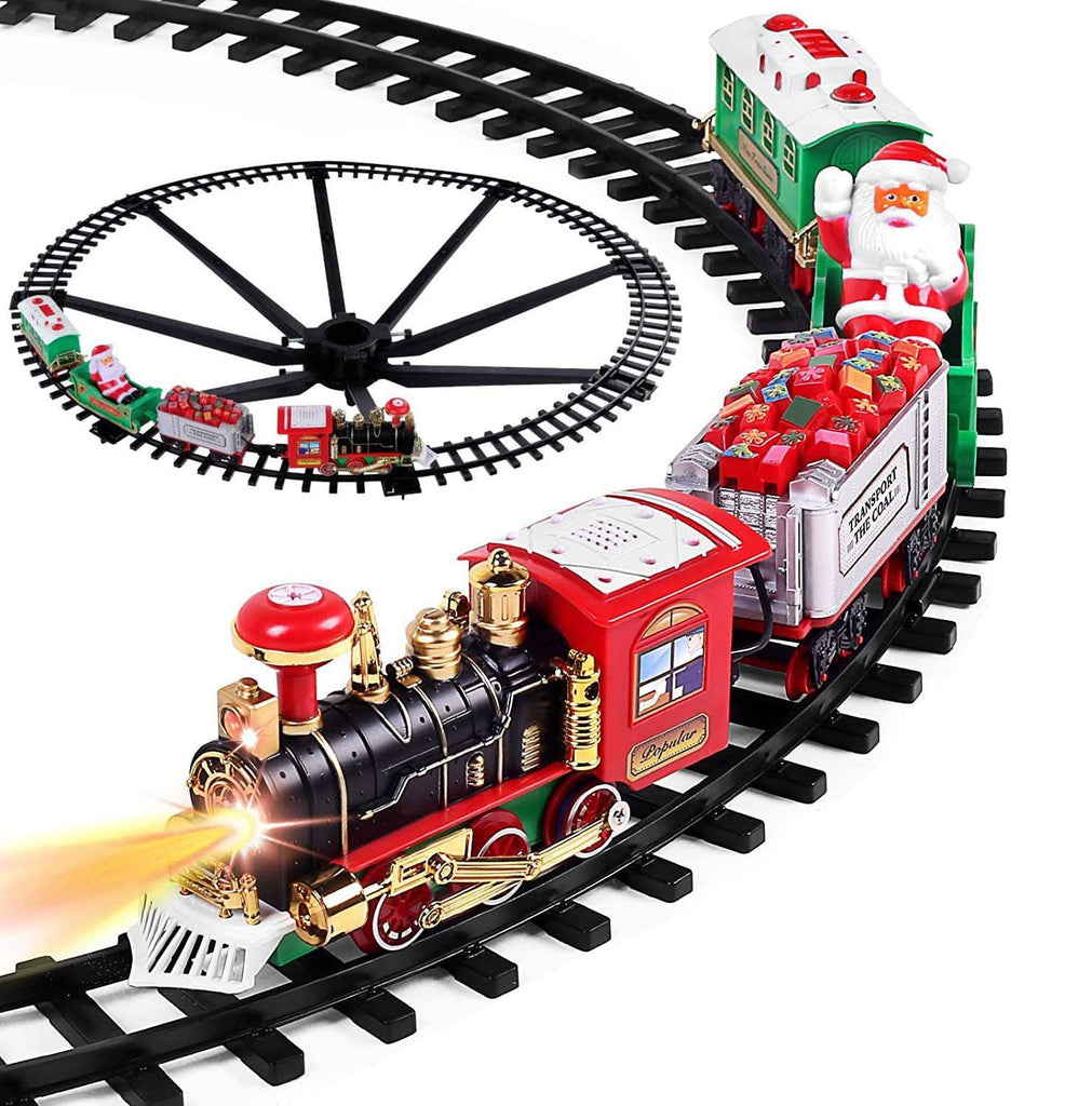 Department Store - Electric Train Set Kid Toy Xmas Steam Train Kit Tree Surround Track Battery Operated