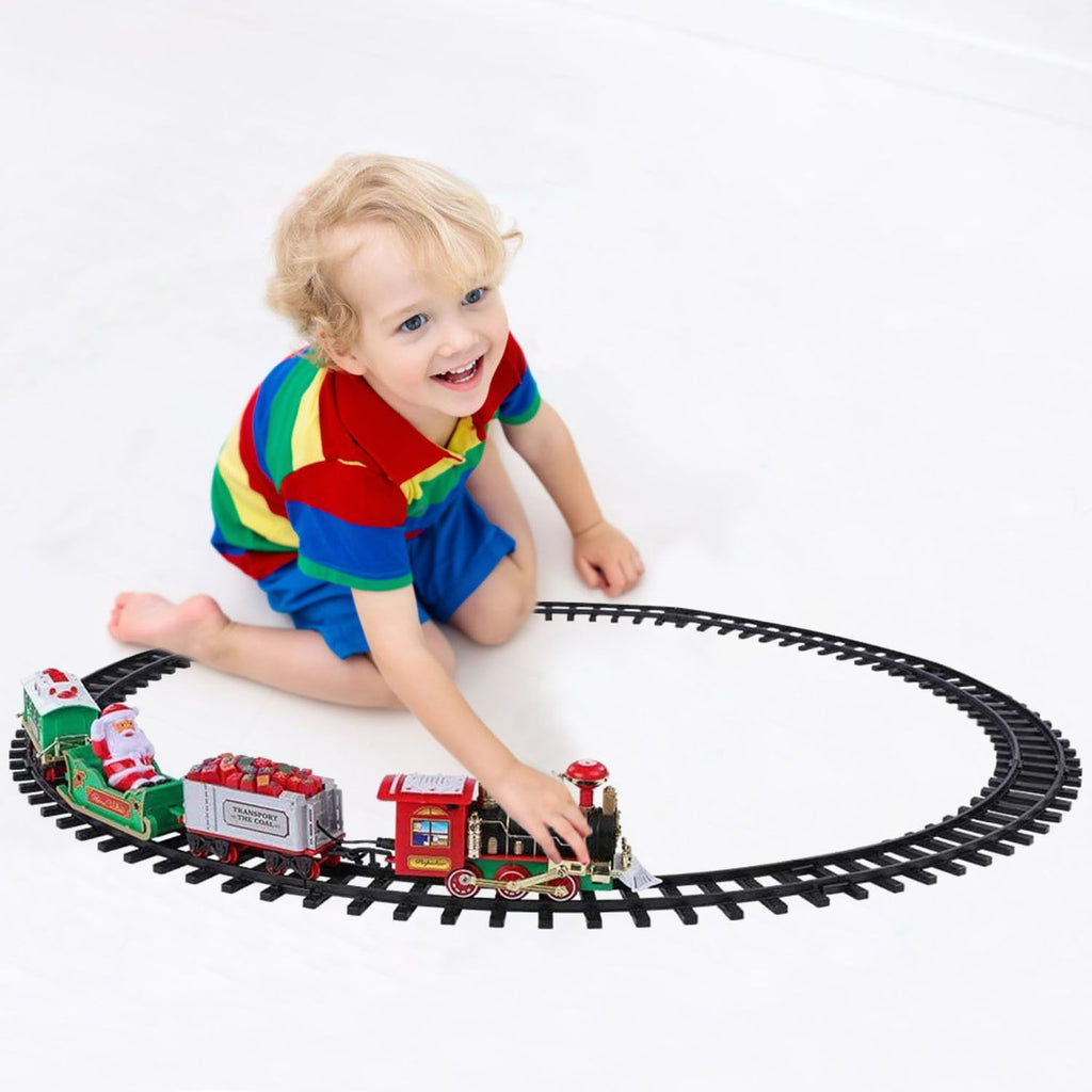 Department Store - Electric Train Set Kid Toy Xmas Steam Train Kit Tree Surround Track Battery Operated