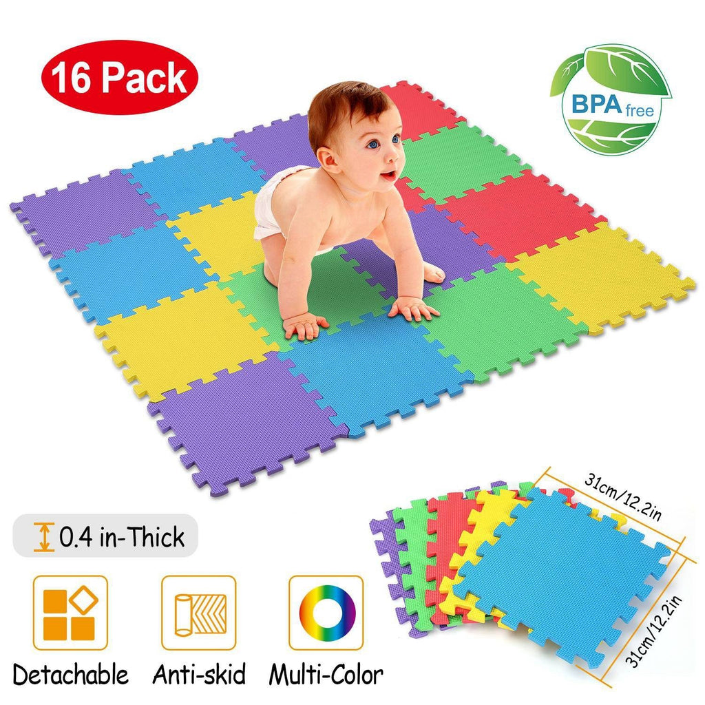 Department Store - 16Pcs Kids Puzzle Exercise Play Mat Interlocking Non-Toxic EVA Floor Mat Multi-Color Anti-Skid Playmat