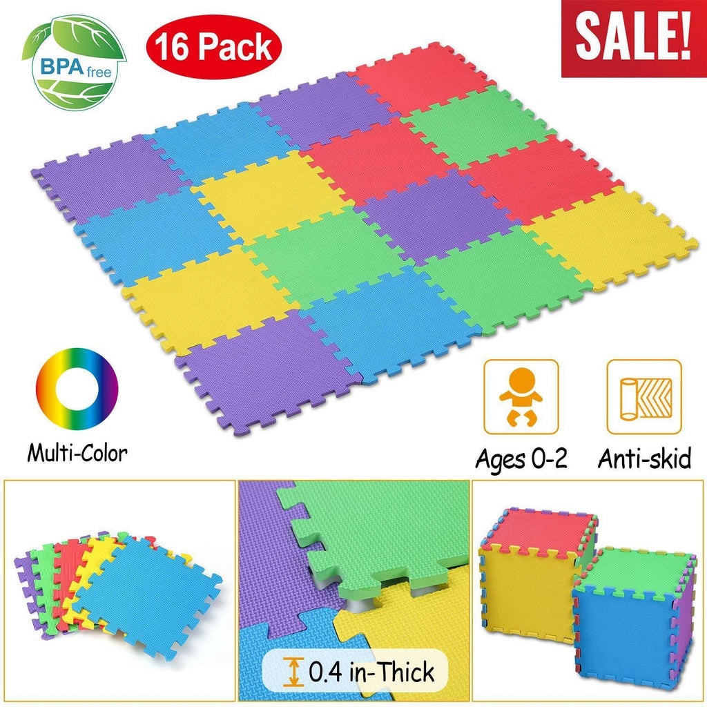 Department Store - 16Pcs Kids Puzzle Exercise Play Mat Interlocking Non-Toxic EVA Floor Mat Multi-Color Anti-Skid Playmat