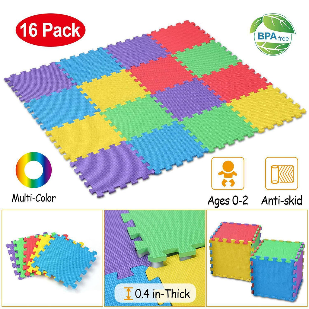 Department Store - 16Pcs Kids Puzzle Exercise Play Mat Interlocking Non-Toxic EVA Floor Mat Multi-Color Anti-Skid Playmat