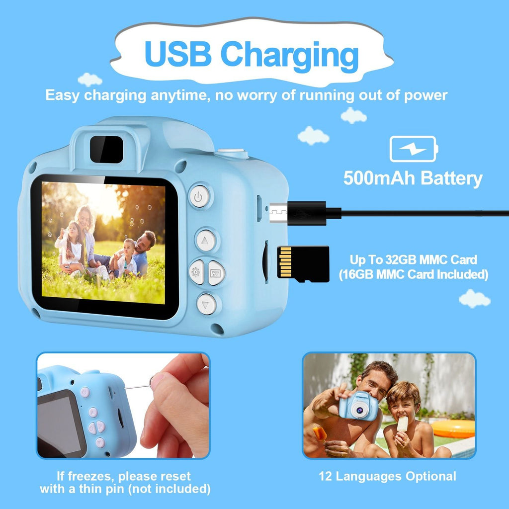 Department Store - Kids Digital Camera w/ 2.0' Screen 12MP 1080P FHD Video Camera 4X Digital Zoom Games