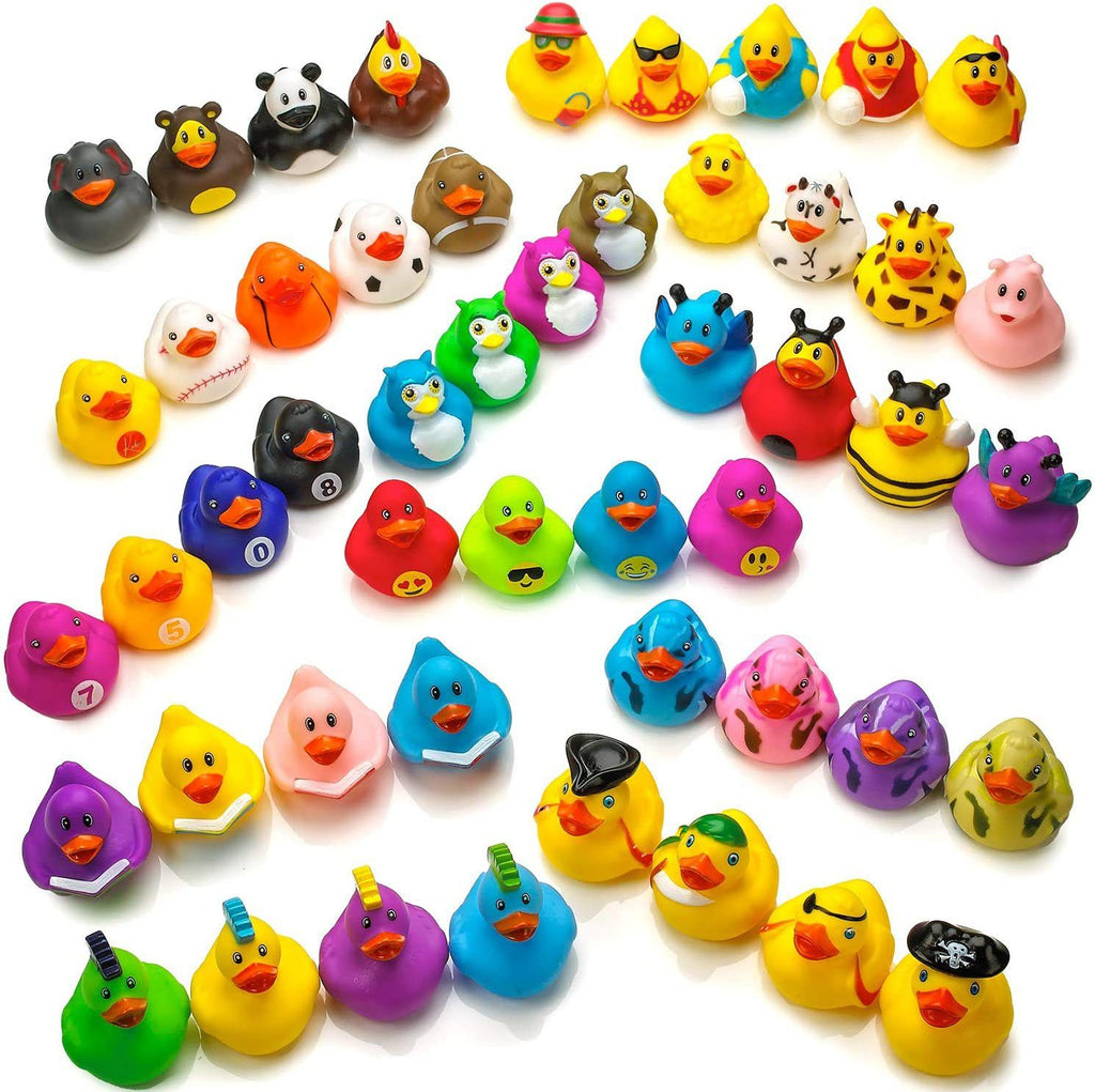 Nice Store - Assorted Rubber Ducks Toy Duckies for Kids and Toddlers;  Bath Birthday Baby Showers Classroom;  Summer Beach and Pool Activity;  2'' Inches (Multiple attribute)