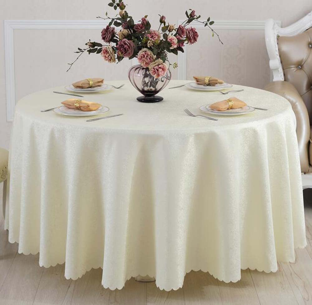DRAGON SONIC - Classic Round Soft Jacquard Table Cloth Hotel Tablecloth 71x71'',Beige