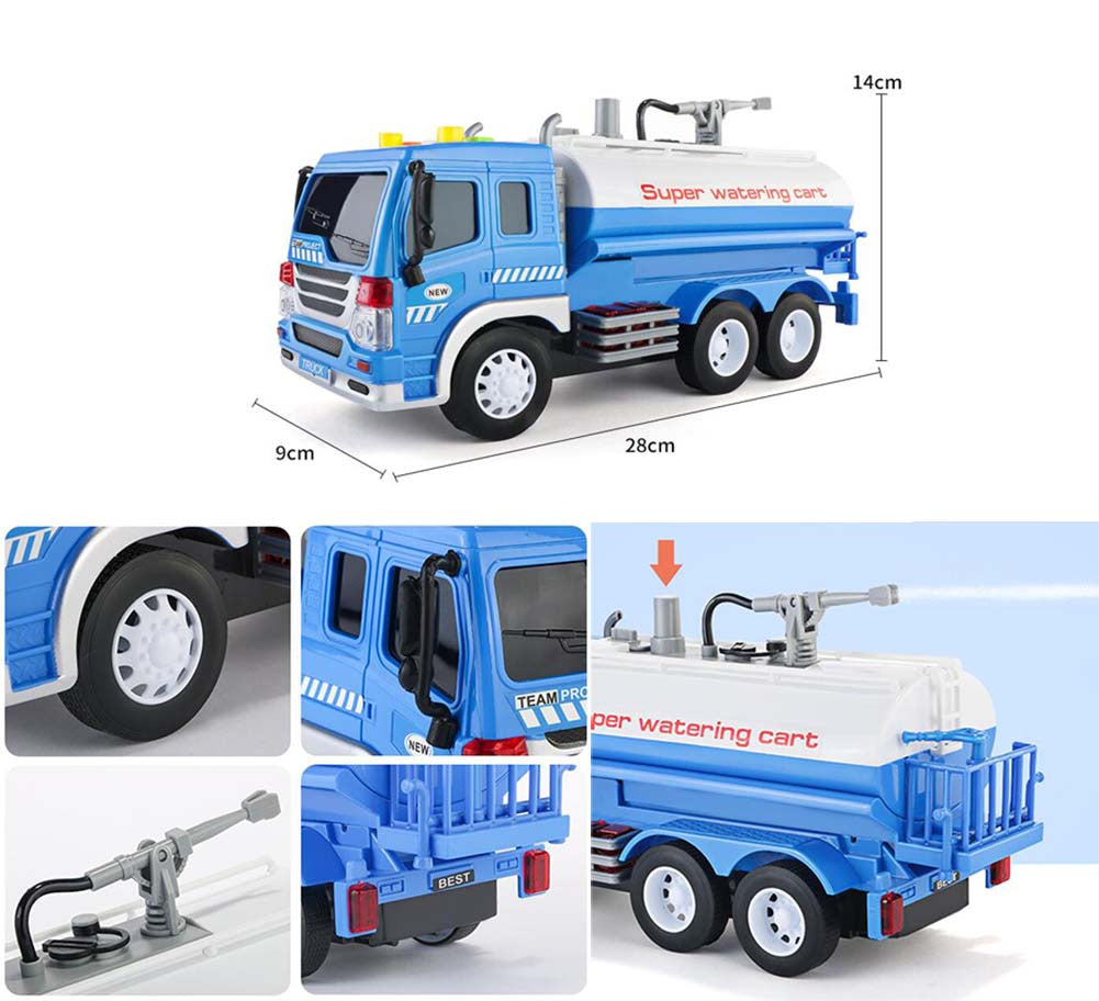 PANDA SUPERSTORE - Sprinkler Car Model Toy with Sound Light Construction Vehicle Plastic Early education, Blue