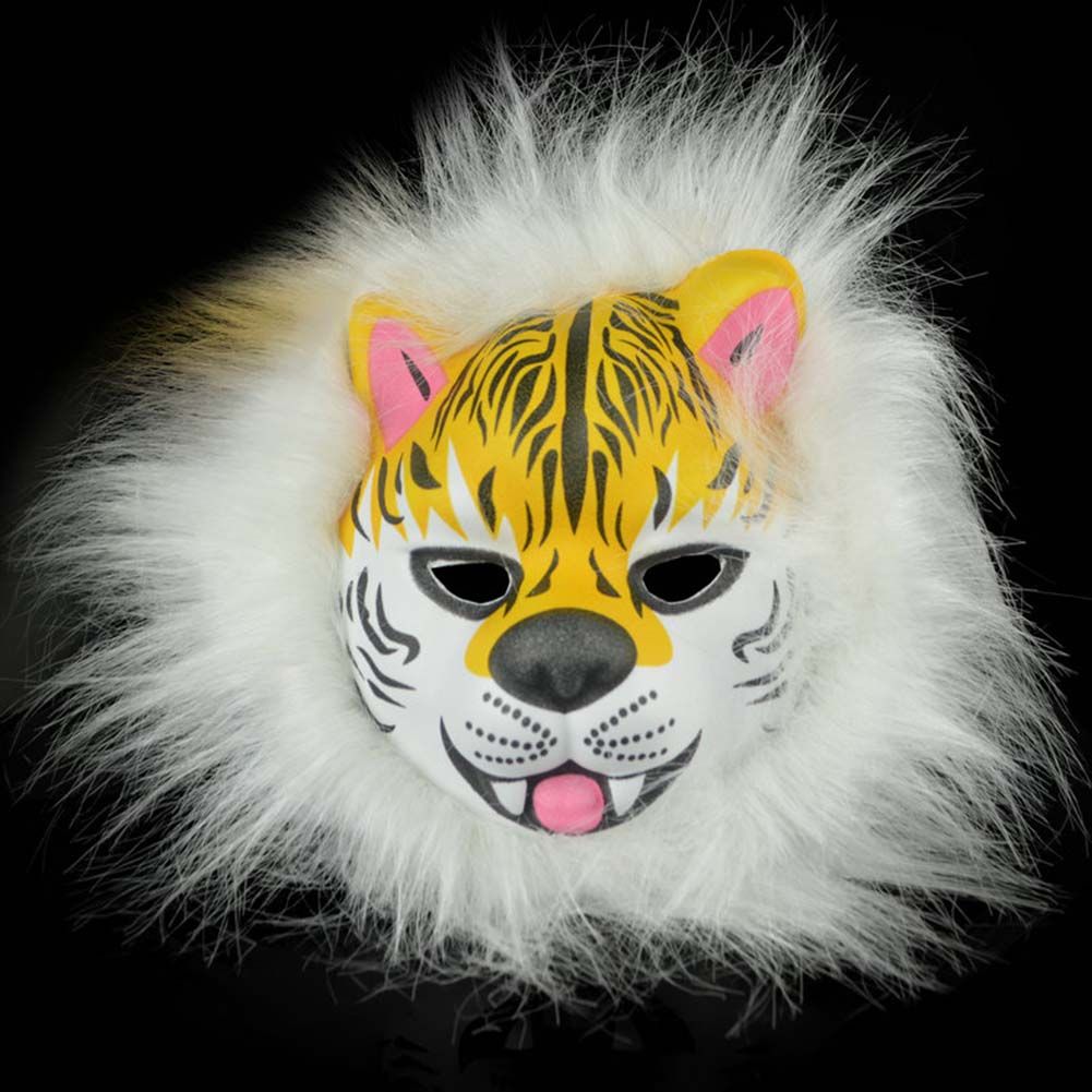 PANDA SUPERSTORE - Funny White Tiger Mask Pretend Play Plastic Halloween Party Novelty Face Mask