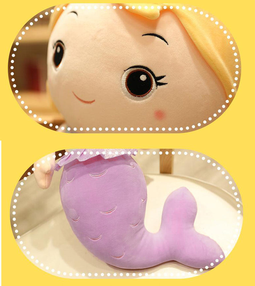 PANDA SUPERSTORE - Cute Mermaid Princess Plush Pillow 50cm for Girls Gift Bed Sofa Decor, Purple