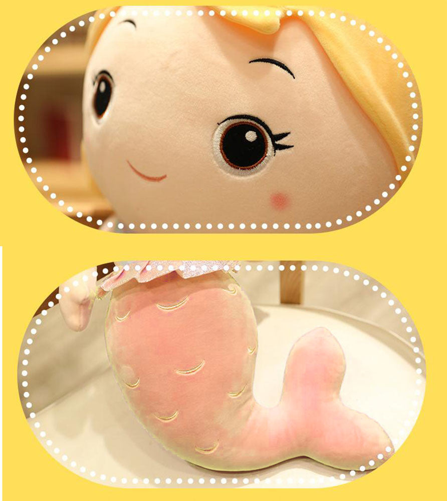 PANDA SUPERSTORE - Cute Mermaid Princess Plush Pillow 50cm for Girls Gift Bed Sofa Decor, Red