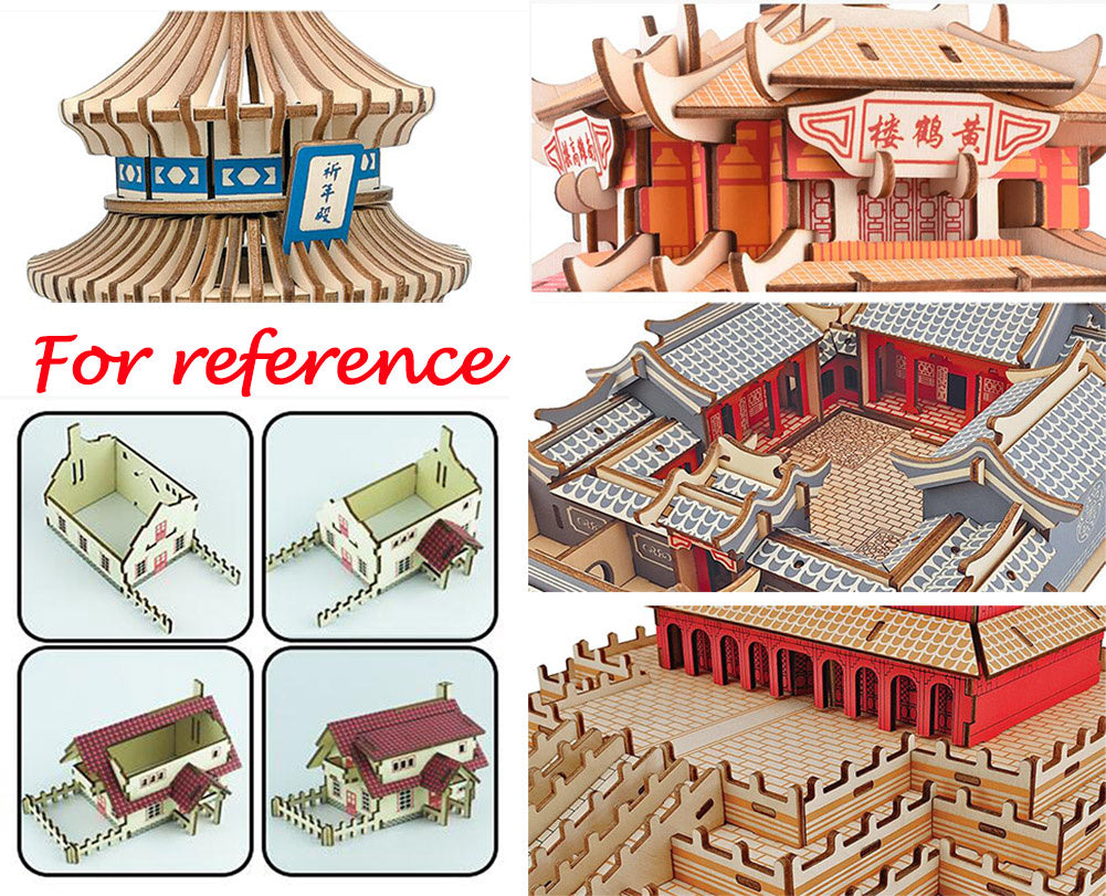 PANDA SUPERSTORE - 34Pcs 3D Wooden Puzzle Miniature Furniture DIY Assembly Jigsaw Puzzle Kit for Sand Table Home Decor