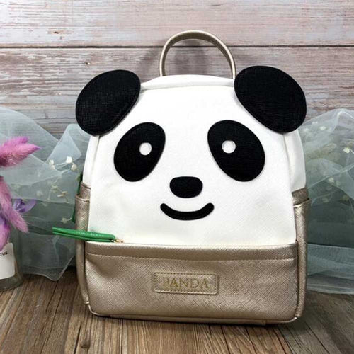 PANDA SUPERSTORE - Cute PU Leather Panda Backpack Kids Shoulder Bag Gold Travel Casual Bag Small School Bag