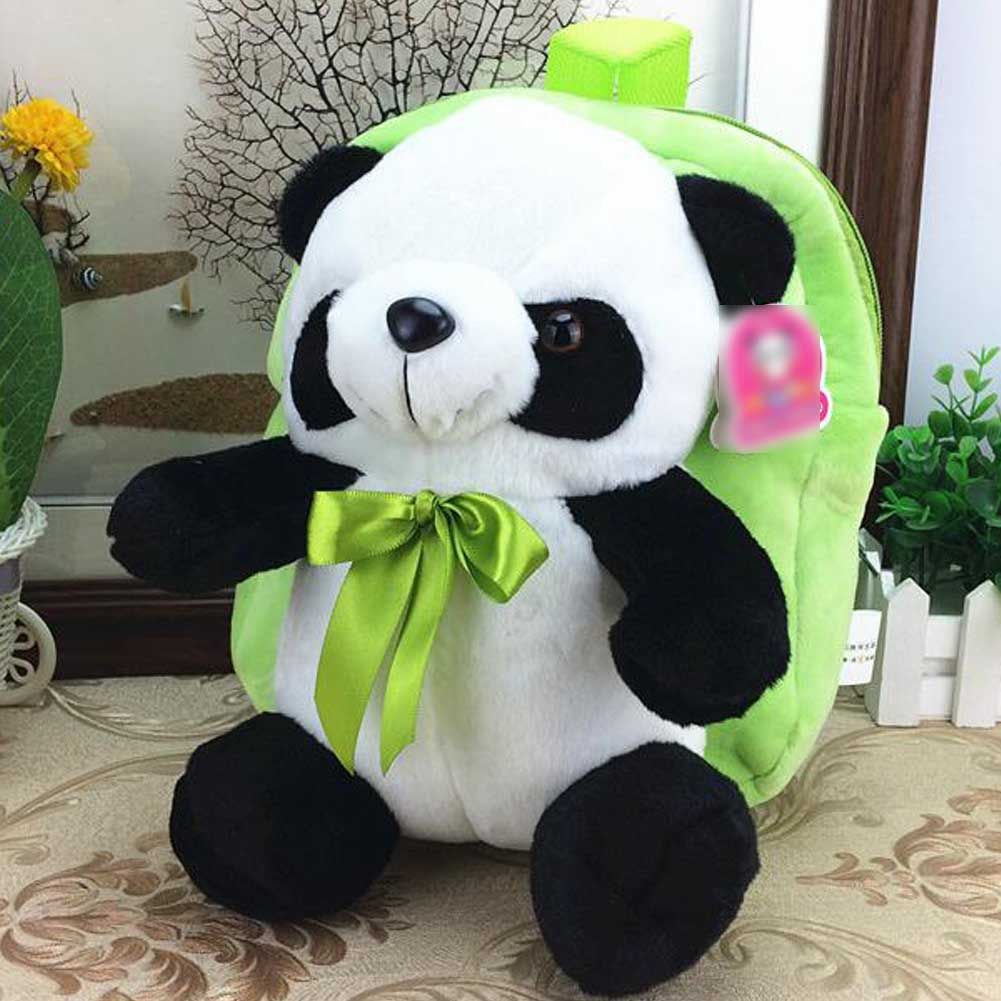 PANDA SUPERSTORE - Green Cute Plush Panda Kids Shoulder Bag Travel Snacks Backpack Small School Bag