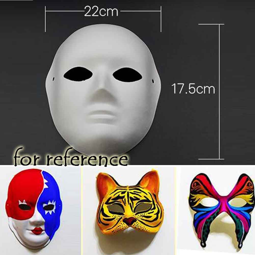 PANDA SUPERSTORE - 10-Packs White Blank Painting Full Mask DIY Paper Mask for Halloween Costumes, Women