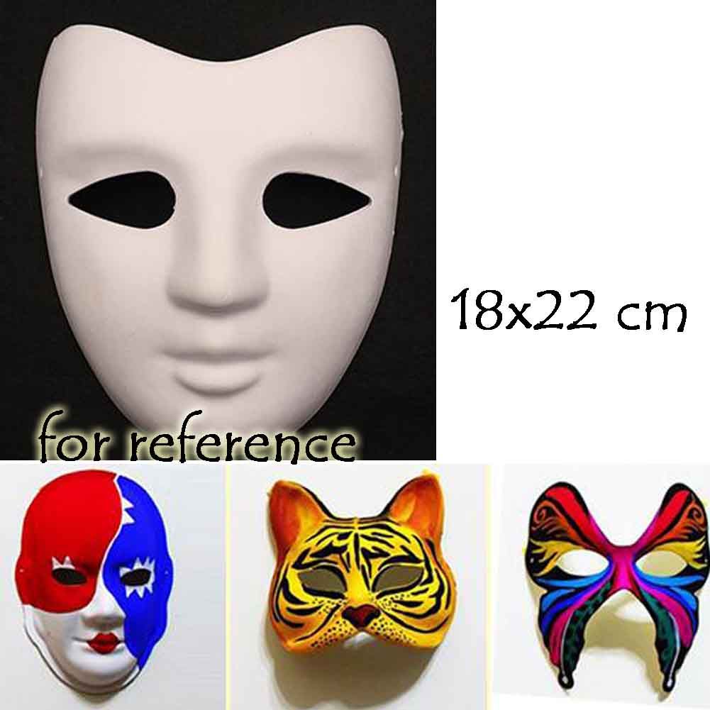 PANDA SUPERSTORE - 10-Packs White Blank Painting Full Mask DIY Paper Mask for Halloween Costumes, V Face