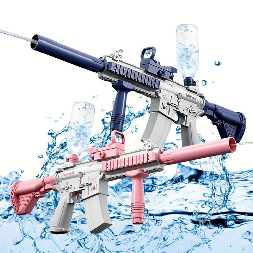 Novelty - M416 Electric Water Gun - Powerful Water Soaker With External Water Bottle Connection - Up To 20 FT Long Range Automatic Toy For Kids & Adults - Perfect For Outdoor Water Pool Shooting Games