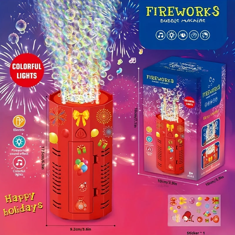 Novelty - Happy Bubble Machine 12 Holes With Lighting And Sound Effects Holiday Party Children's Party Bubble Machine Self-purchased 4*AA Batteries Need To Buy Bubble Liquid To Use