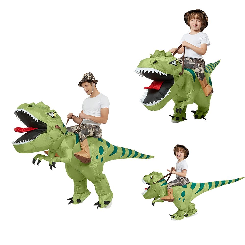 Novelty - New Hot Sale Funny Child Adult Inflatable Riding Green Dinosaur Cosplay Costume Kids Fancy Dress Halloween Holiday Theme Party