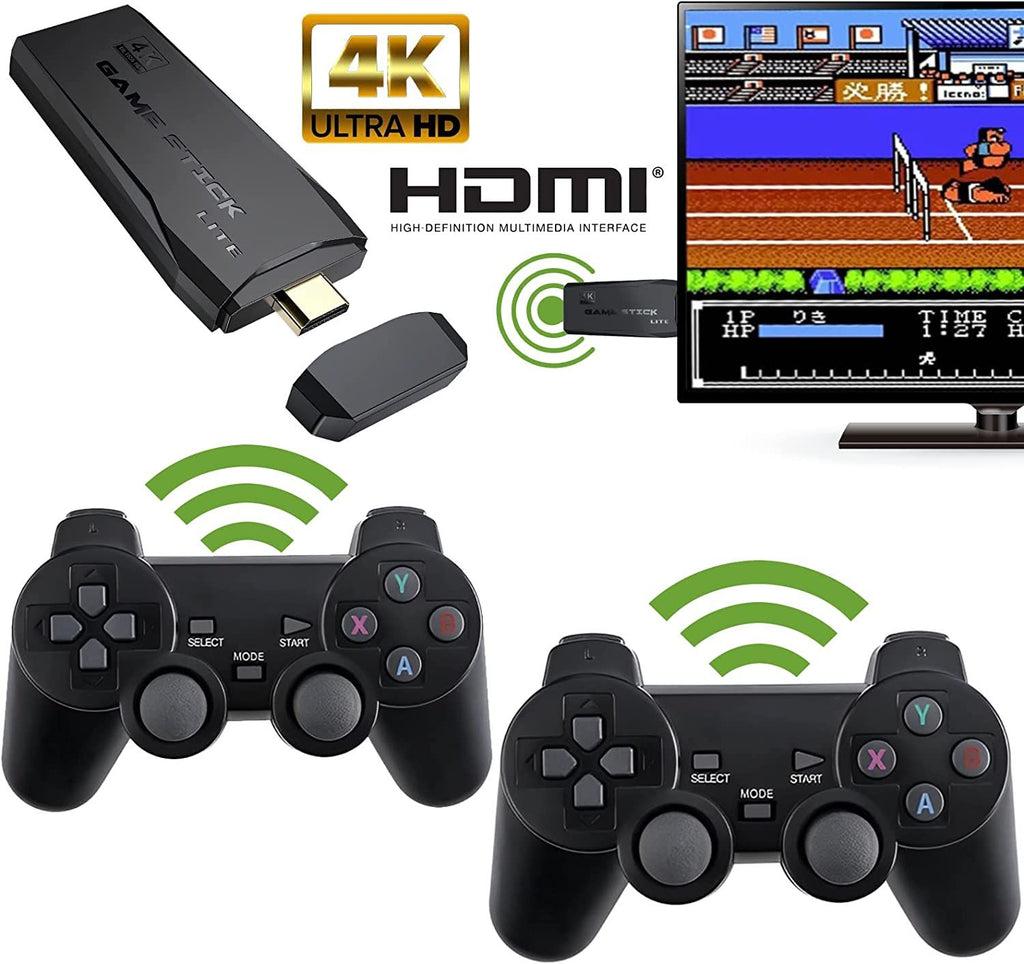 oh my god - Wireless Retro Game Console- Plug & Play Video TV Game Stick With 10000+ Games Built-in- 64G- 9 Emulators- 4K HDMI Output For TV With Dual 2.4G Wireless Controllers