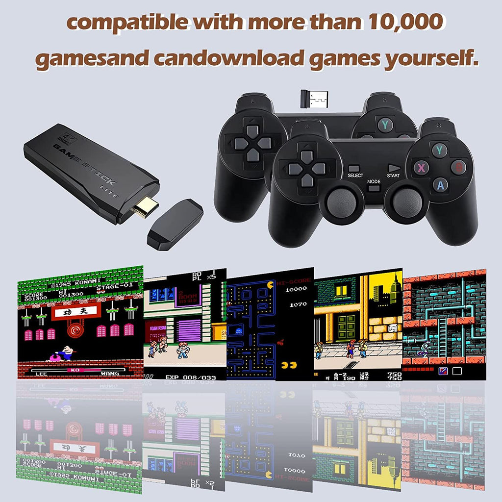 oh my god - Wireless Retro Game Console- Plug & Play Video TV Game Stick With 10000+ Games Built-in- 64G- 9 Emulators- 4K HDMI Output For TV With Dual 2.4G Wireless Controllers