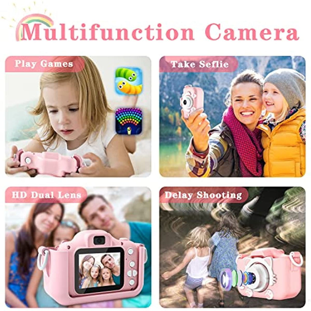 oh my god - Kids Selfie Camera-  Kids Camera Toys For 3-12 Year Old Boys/Girls- Kids Digital Camera With Video- Christmas Birthday Festival Gifts For Kids - 32GB SD Card