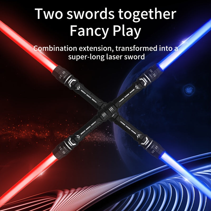 oh my god - 2 Colors Light Up Saber With FX Sound(Motion Sensitive); Star Wars Laser Saber; Realistic Handle For Kid; Expandable Light Swords Set For Halloween Dress Up Parties; Present