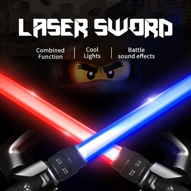 oh my god - 2 Colors Light Up Saber With FX Sound(Motion Sensitive); Star Wars Laser Saber; Realistic Handle For Kid; Expandable Light Swords Set For Halloween Dress Up Parties; Present