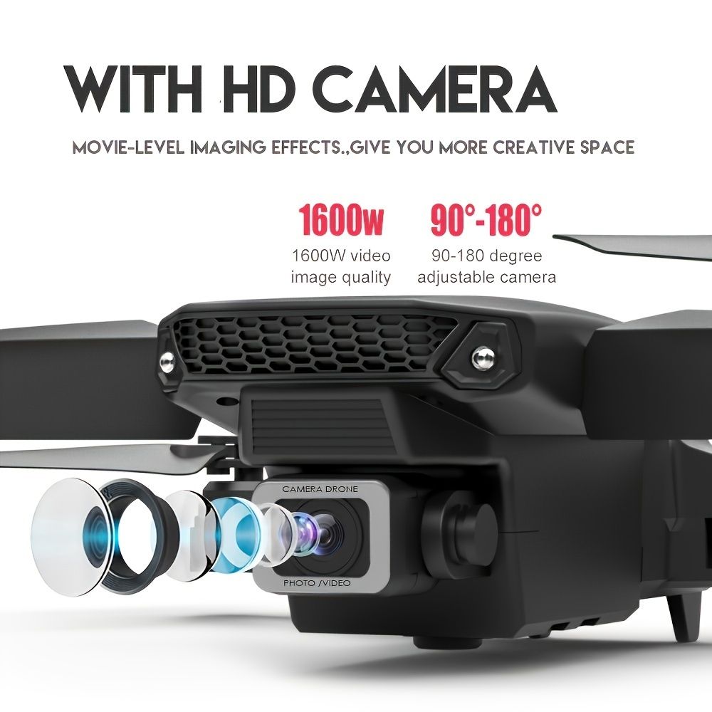 oh my god - E88 RC Drone WIFI FPV Drone With HD Dual Camera Height Hold RC Foldable Quadcopter Helicopter Drone Gift Toys With 3 Battery