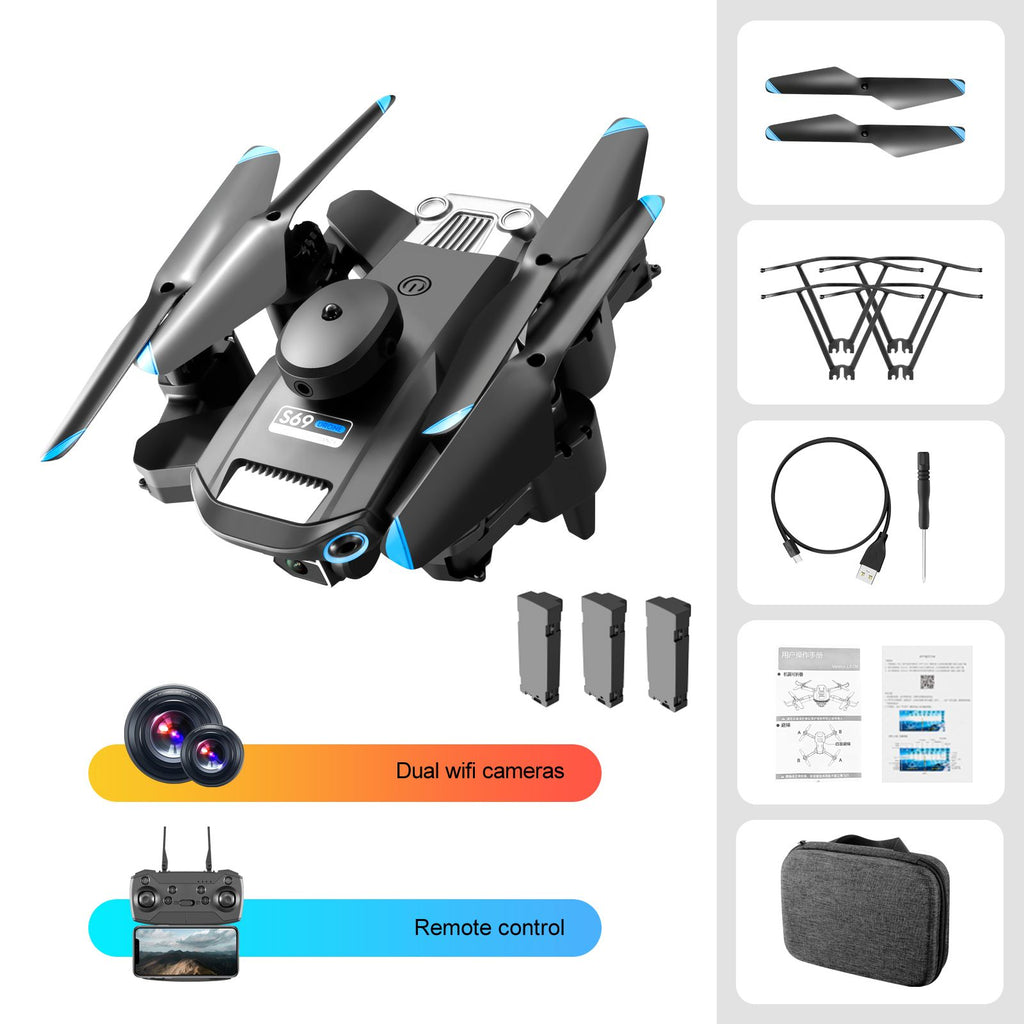 oh my god - S69 RC Drone With HD Dual Camera & 3 Battery; WIFI FPV Drone 360Â° Obstacle Avoidance Headless Mode; RC Foldable Quadcopter Helicopter Drone Gift Toys For Kids Adults