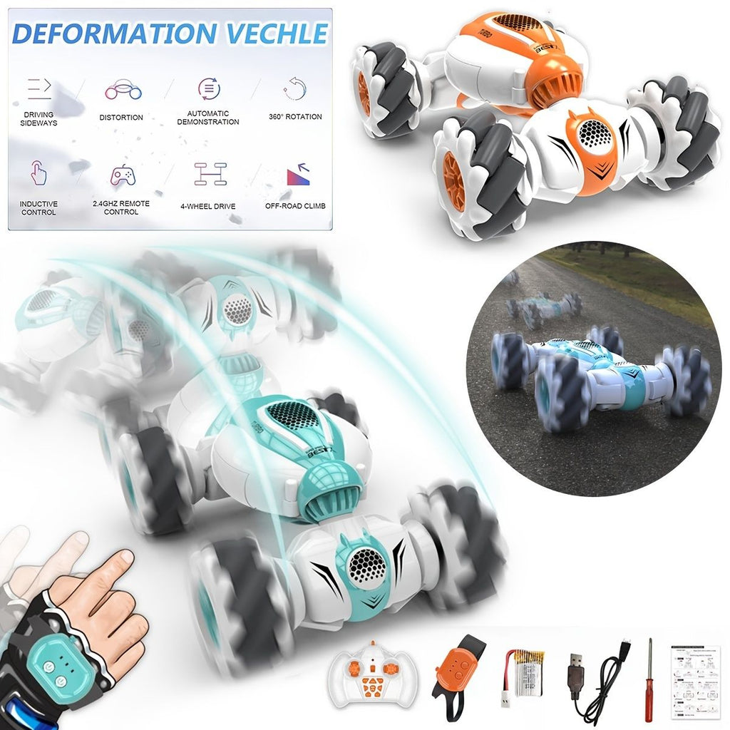 Department Store - Remote Control Car Toy; 360Â° Rotation Transform Gesture Induction Stunt Car; Rechargeable Reusable Hand Controlled 4WD Off-Road Drift Car With 220mA Battery For Kids Boys Girls