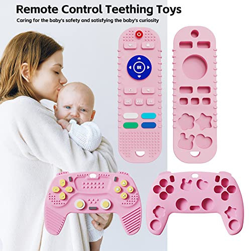 Department Store - 2-Pack Baby Teether Toys Silicone Toddler; Sensory Toy Chew Toys Educational ; TV Remote Control Shape Teething Toys for Babies 6-18 Months (Black)