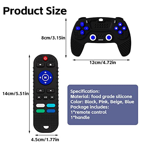 Department Store - 2-Pack Baby Teether Toys Silicone Toddler; Sensory Toy Chew Toys Educational ; TV Remote Control Shape Teething Toys for Babies 6-18 Months (Black)