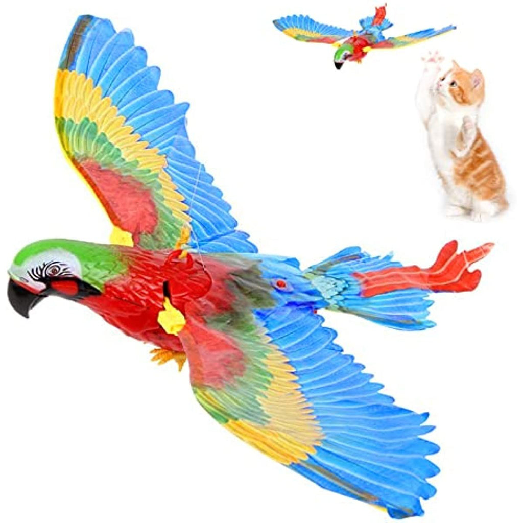 Department Store - GARENT Flying Bird Cat Toy; Simulation Bird Interactive Cat Toy for Indoor Cats; Interactive Electric Hanging Flying Bird Toy for Cats Kitten Play Hunting Exercising Eliminating Boredom (Parrot)