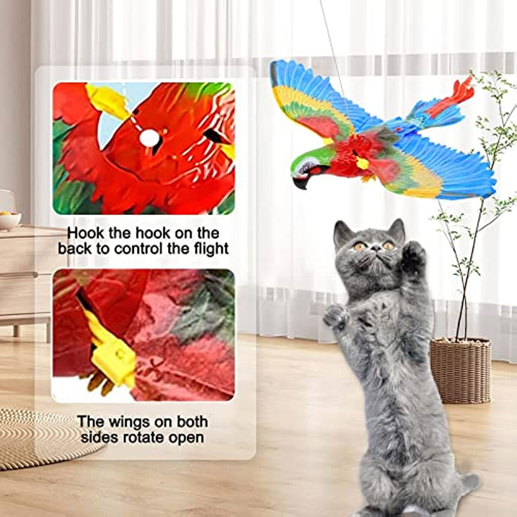 Department Store - GARENT Flying Bird Cat Toy; Simulation Bird Interactive Cat Toy for Indoor Cats; Interactive Electric Hanging Flying Bird Toy for Cats Kitten Play Hunting Exercising Eliminating Boredom (Parrot)
