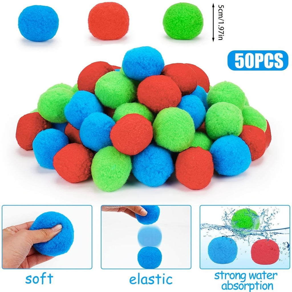Department Store - 50pcs Water Balls; Soft Cotton Bouncing Soaker Balls; Toy For Pool Party Water Fight