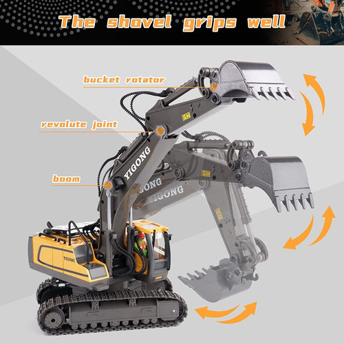 oh my god - Remote Control Excavator Toy RC Construction Engineering Vehicles with Light Music; Gifts for Kids