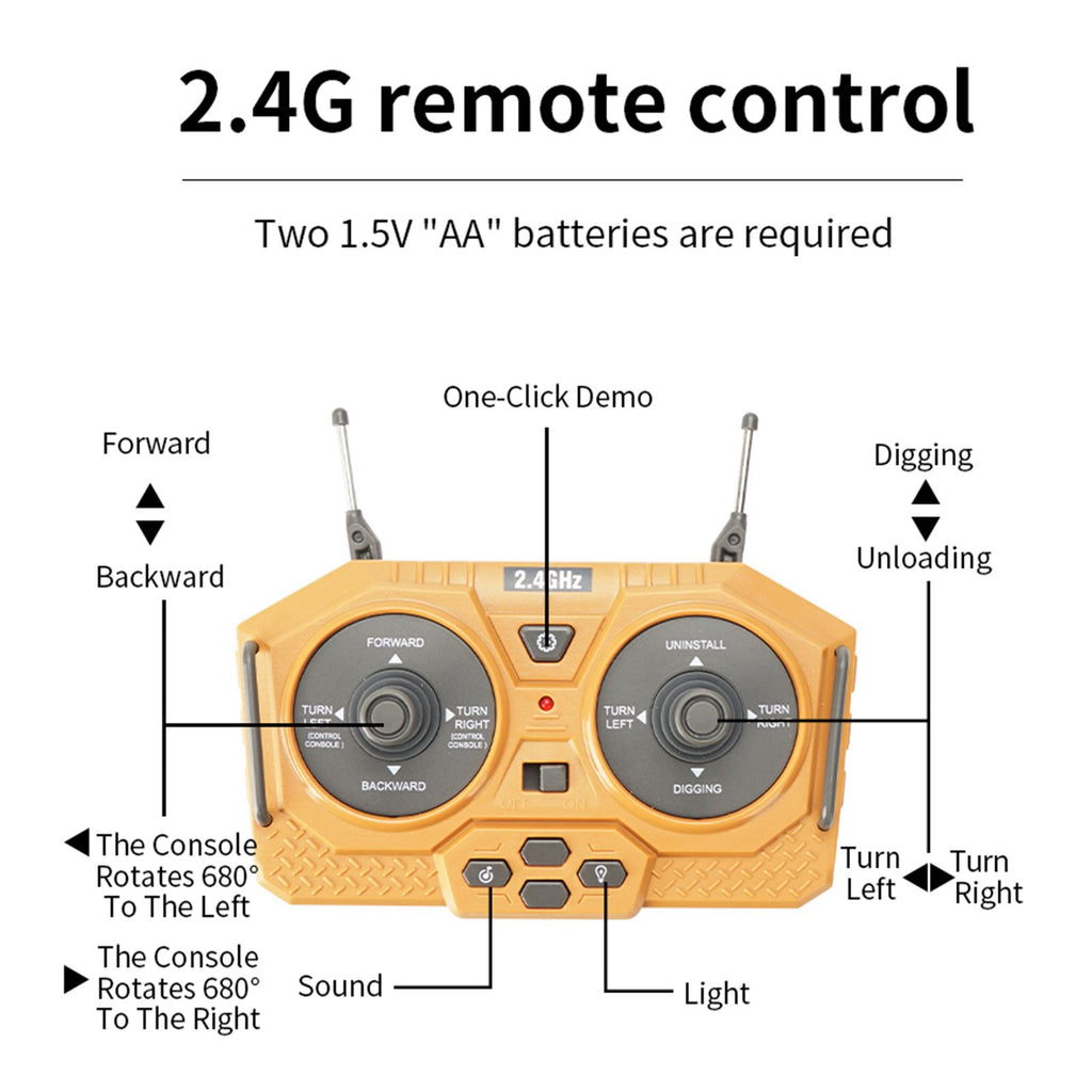 oh my god - Remote Control Excavator Toy RC Construction Engineering Vehicles with Light Music; Gifts for Kids