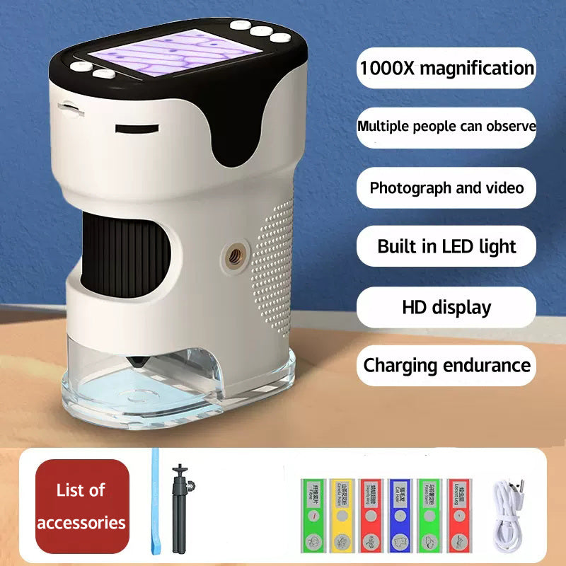 oh my god - Send Triangle Stand 1000 Times Microscope Portable Science Experiment Set Children's Educational Toys Gift For Boys And Girls; it can Take Pictures And Videos