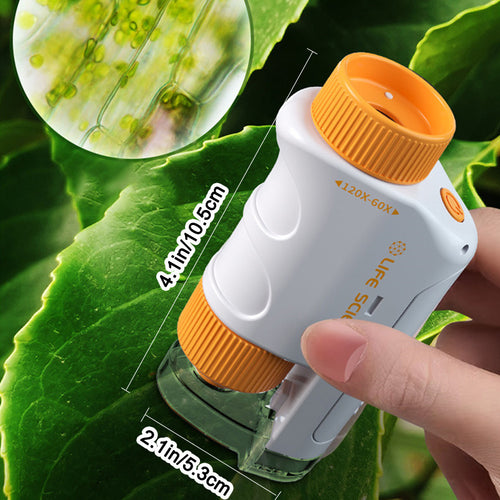 oh my god - Handheld Microscope Set With LED Light 60X-120X Home School Kids Biological Science Educational Toys STEM Gifts
