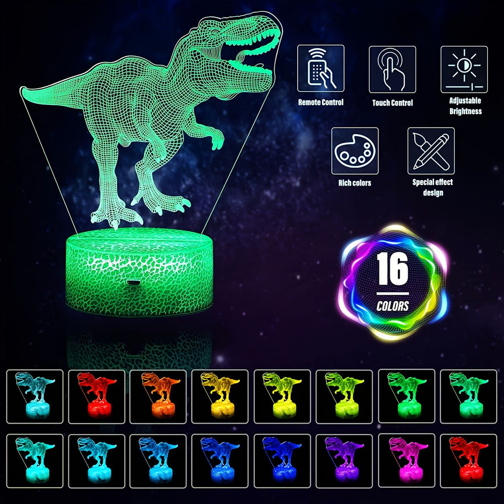 oh my god - 16 Colors Children 3D Illusion Bedside Lamp Remote Control Night Light For Kids 2 3 4 5 6 7 8-12 Year Old; Birthday Gifts For Boys; Home Decorations