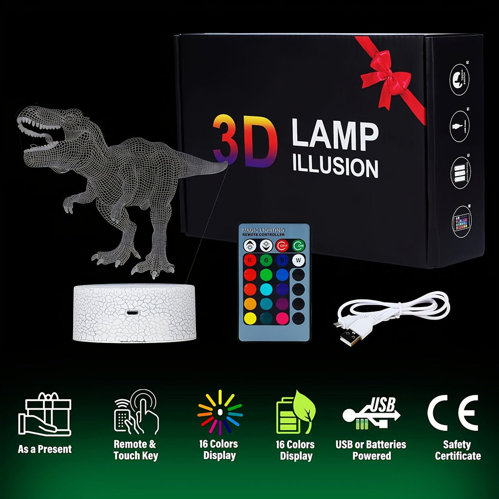 oh my god - 16 Colors Children 3D Illusion Bedside Lamp Remote Control Night Light For Kids 2 3 4 5 6 7 8-12 Year Old; Birthday Gifts For Boys; Home Decorations
