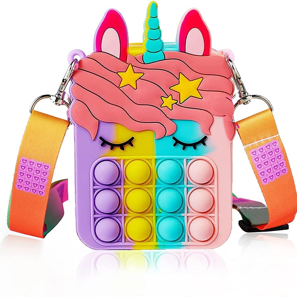 oh my god - Girl And Women's Unicorn Pop Purse Pop Bag With Unicorn Pop Toy- Christmas Decorations Gifts Silicone Shoulder Bag Fidget Toys Pop Fidget Backpack