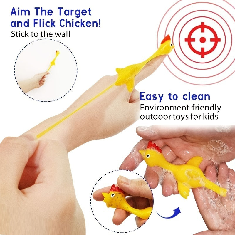 oh my god - Slingshot Chicken Rubber Chicken Flick Chicken Flying Chicken Flingers Stress Gag Toys; Funny Christmas Easter Chicks Novelty Gifts For Kids