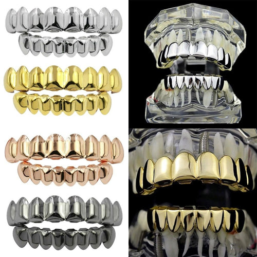 oh my god - New Unisex 18K Hip Hop Teeth Grill Set; Top Bottom Mouth Teeth Grills Fashion Removable Dental Grills Jewelry ROC