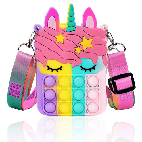 oh my god - Girl And Women's Unicorn Pop Purse Pop Bag With Unicorn Pop Toy; Shoulder Bag Fidget Toys Pop Fidget Backpack